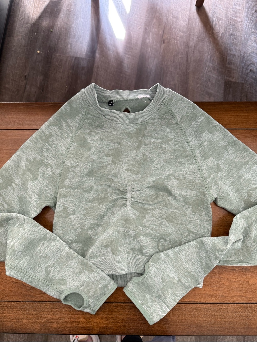 Gymshark Light Sage Camouflage Crop Top